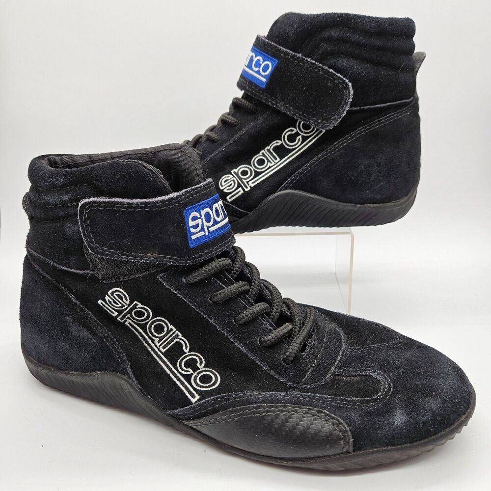 Sparco 2 Auto Racing Boots Shoes Men's Sz 8 Black SFI 3.3/5 Suede Leather